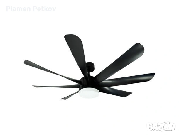 Вентилатор за таван 50W със LED осветление 20W, CCT 3000 ~ 6500 K, дистанционно управление, черен
