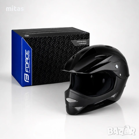 Кросова каска DOWNHILL Full Face, Матово черна, EN Сертификат, Размер S/M, снимка 10 - Аксесоари за велосипеди - 54933126