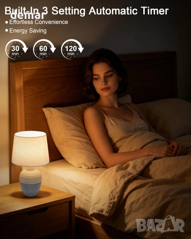 Безжима преносима LED нощна лампа с димер и RGB/температури, USB-C, дистанционно, таймер, снимка 7 - Настолни лампи - 55027060