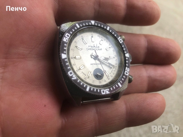 стар ръчен "RUHLA" CHRONOGRAF - MADE IN GDR, снимка 7 - Антикварни и старинни предмети - 50902348