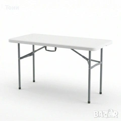 Сгъваема правоъгълна градинска маса, бяла - 181.5 × 74 × 74 см, снимка 2 - Градински мебели, декорация  - 54139865