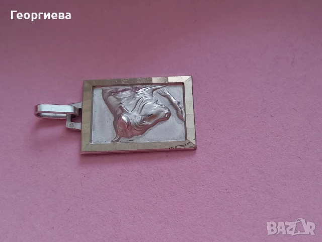 Сребърен кръст с позлата и висулка от стомана с зодия телец , снимка 9 - Колиета, медальони, синджири - 41887022