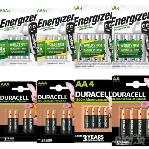 Акумулаторни Батерии Duracell/Energizer, Презареждащи батерии АА, ААА
