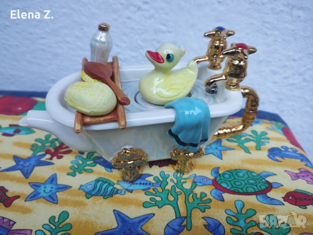 Уникален декоративен чайник Вана с патенце Swineside Англия, снимка 4 - Декорация за дома - 54003494