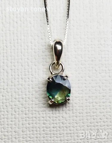 Ръчно колие с естествен австралийски двуцветен Сапфир 1.22ct VVS с верижка и Сертификат