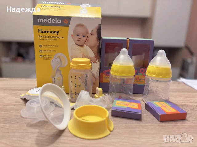 система за хранене flow and grow + двуфазна ръчна помпа за кърма Medela harmonу