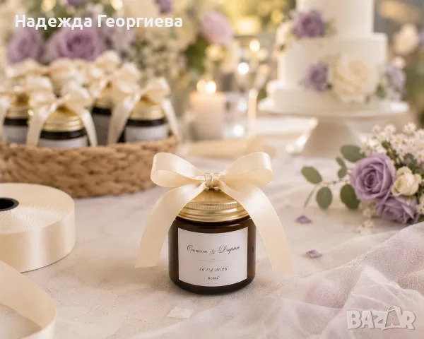 Подаръци за гости на сватба | Персонализирани соеви свещи