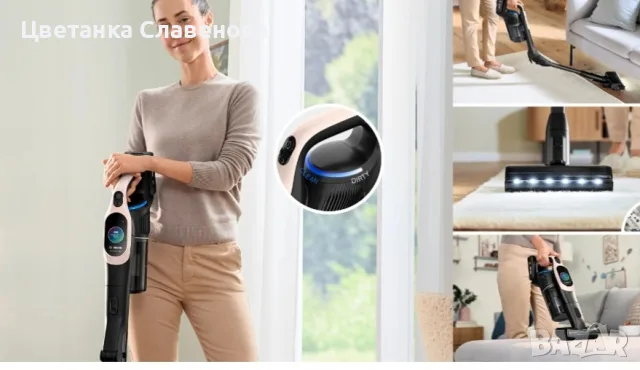 Безжична прахосмукачка Bosch Unlimited 10 BKS1041RHF, батерия 4.0 Ah, LED светлина, розова, снимка 4 - Прахосмукачки - 55325051