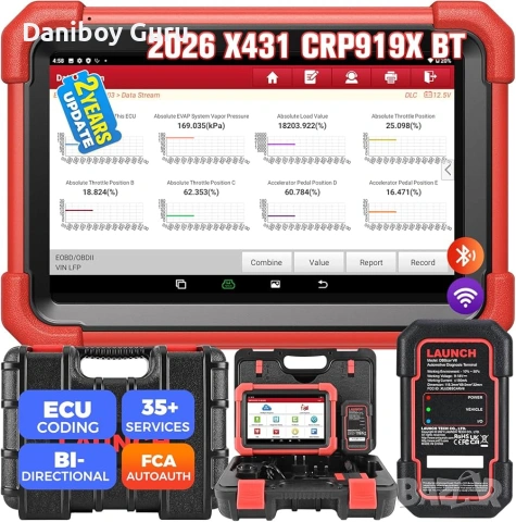 Launch X431 Диагностика на автомобил CRP 919X BT OBD2 , снимка 3 - Аксесоари и консумативи - 55093272