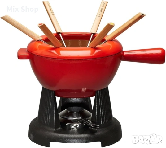 Нов Комплект за фондю от чугун Le Creuset с емайлирана дръжка от чугун, снимка 2 - Други стоки за дома - 54264721