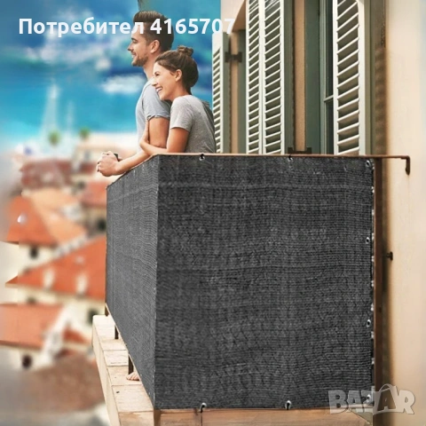 Покривало за балкон и тераса, 1.2х5 м, HDPE 180 г/м², 95% UV защита, Тъмно сиво, снимка 3 - Други стоки за дома - 54476547