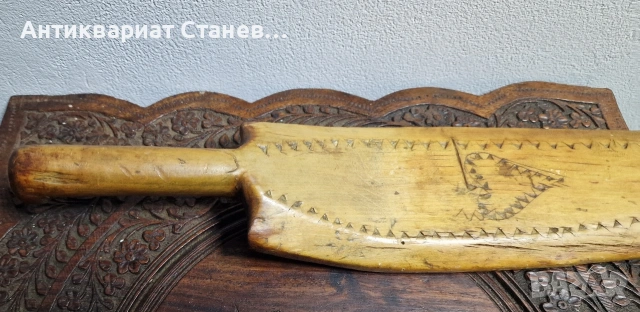 Стара дървена скандинавска шпатула/бъркалка, снимка 4 - Антикварни и старинни предмети - 53981238