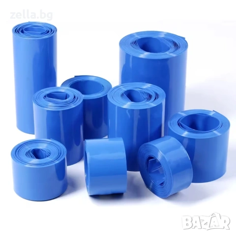 PVC термосвиваем шлаух Cellpack син за батерии 18650 – 120/160/200 мм продажба на линеен метър 10474