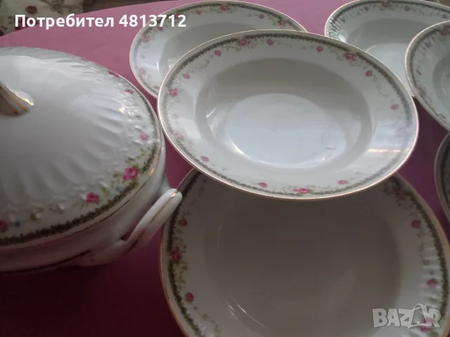 Стар   супник 6 чинии за основно маркировка номер в червено                            , снимка 7 - Антикварни и старинни предмети - 55671820
