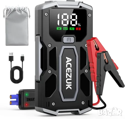 Чисто нов запечатан в целофан преносим стартер за кола ACEZUK M01 4000A джъмп стартер 12800mAh  