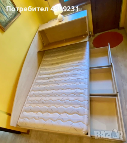 Легло с ракла, чекмеджета и подматрачна рамка + матрак 115/200 – компактно,практично за мaлко жилище