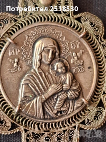 Посребрена иконка с филигранна украса, снимка 4 - Антикварни и старинни предмети - 54821856