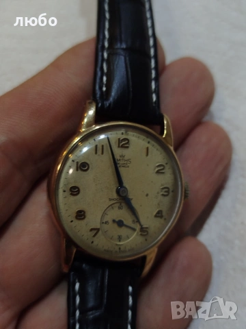 Златен Часовник SMITH DE LUXE 15 JEWELS SHOCKPROOF MADE IN ENGLAND 9к 0,375, снимка 3 - Други ценни предмети - 55050228