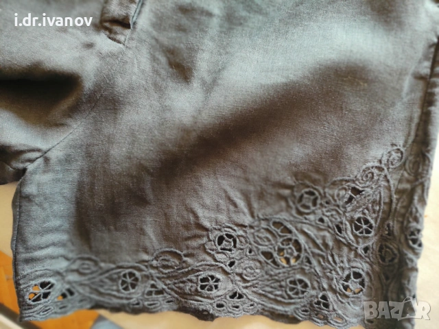 черни къси ленени панталонки с дантела, снимка 6 - Къси панталони и бермуди - 54177709