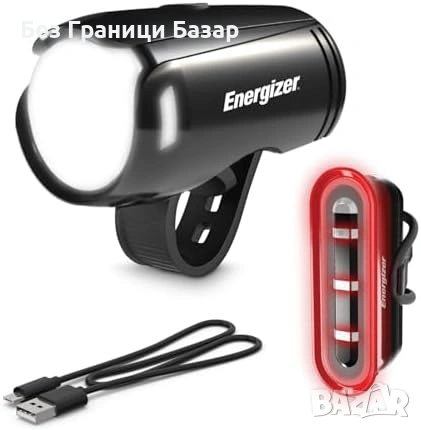 Нов Презареждаем комплект светлини за велосипед Energizer LED преден заден фар колело
