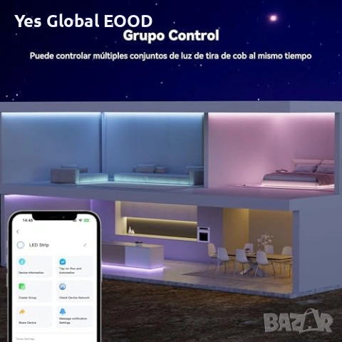PAUTIX RGB COB LED лента 10м WiFi Alexa Tuya, снимка 5 - Лед осветление - 54550330