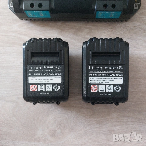 Комплект Двойно Бързо Зарядно DC18RD + 2 бр. Усилени Батерии 18V 5.5Ah (Съвместими с Makita LXT), снимка 5 - Други инструменти - 55278272