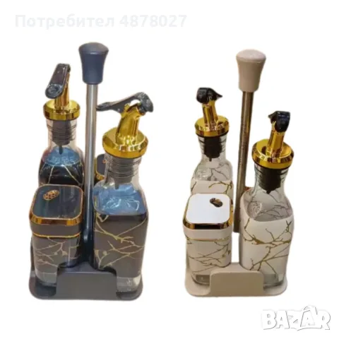 Луксозен въртящ се комплект с дозатори ,метална стойка, снимка 6 - Аксесоари за кухня - 55499216