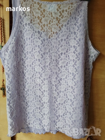 Лилав летен топ с дантелен гръб / Lilac Lace Back Tank Top - Size M/L, снимка 2 - Други - 55148801