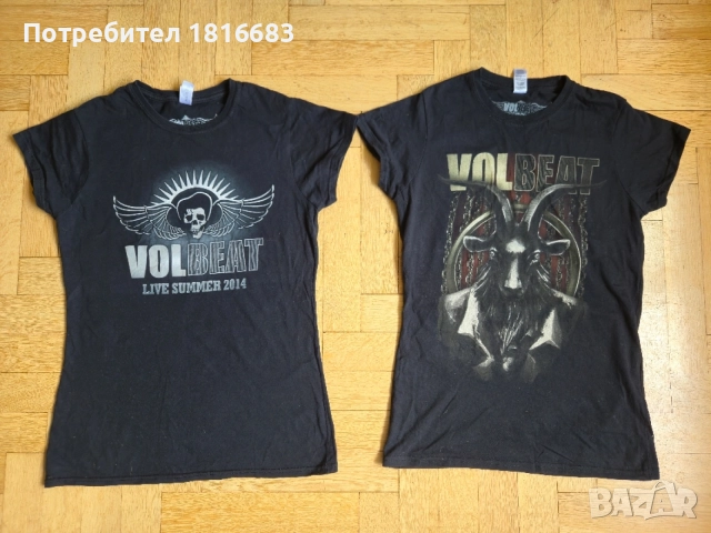 2 оригинални дамски тениски VOLBEAT S/M , снимка 2 - Тениски - 55009269