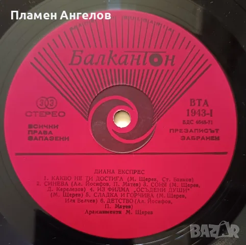 Грамофонна плоча Диана Експрес 1976 - 1976год., снимка 7 - Грамофонни плочи - 55648454