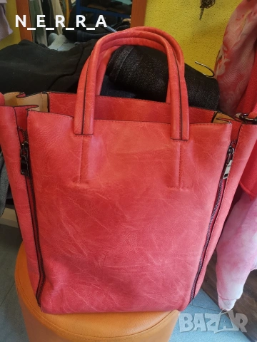 Дамска чанта 2 в 1-цвят корал