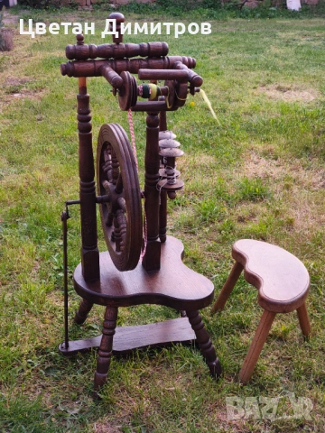 Антикварен традиционен дървен чекрък за предене на вълна, снимка 7 - Антикварни и старинни предмети - 54209011