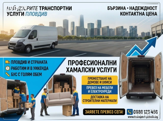 Топ Цена! Транспорт с бус до 1 тон – Пловдив и страната | Експресно и коректно Транспортни услуги