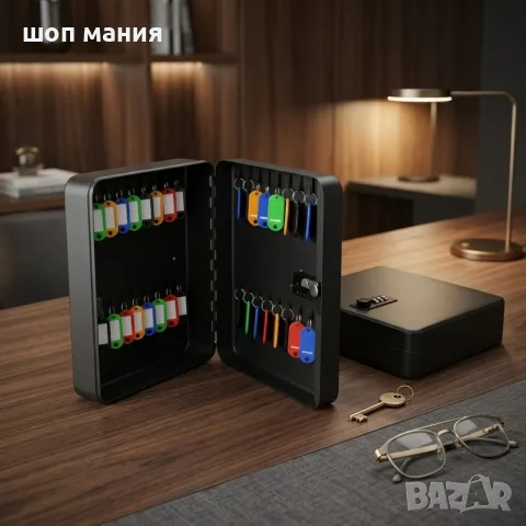 Метална кутия за ключове с кодово заключване – Сейф за 20 ключа