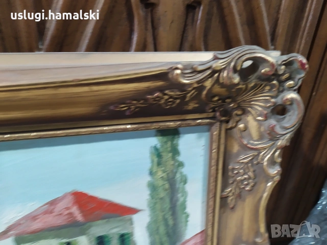 Голяма стара картина платно/масло, снимка 4 - Антикварни и старинни предмети - 54050423