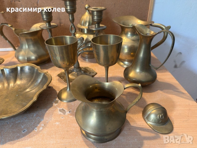 свещници, кани, купи и чаши от месинг, снимка 7 - Антикварни и старинни предмети - 55122323