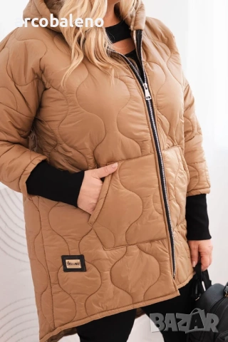 Дамско преходно яке Plus Size, ватирано с качулка, 8цвята , снимка 5 - Якета - 52951106