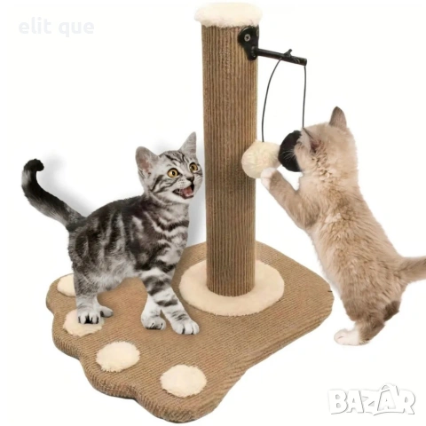 Драскалка за котки 38 см с играчки и плюшена основа , снимка 3 - За котки - 55172010