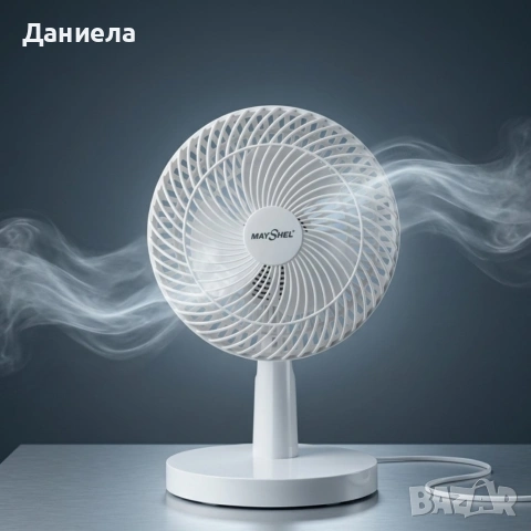 Компактен настолен вентилатор – 2 скорости и мощен въздушен поток, снимка 2 - Вентилатори - 54695393