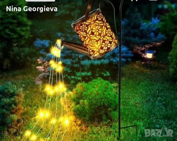 Декоративна соларна лампа със светлинни спринклери - ефект „водопад“, 60 LED, топла бяла светлина, снимка 4 - Градински мебели, декорация  - 54718200