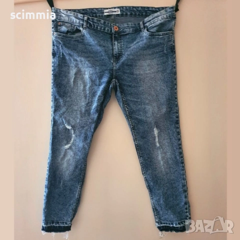 Мъжки skinny дънки Janina XL L29, сини с износен ефект, много добро състояние