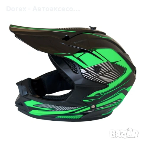 Крос каска за мотор, мотокрос и АТВ - черно-зелена M/L