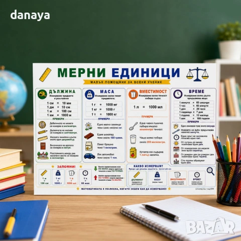 6789 Образователно табло Мерни единици, А4, ламинирано