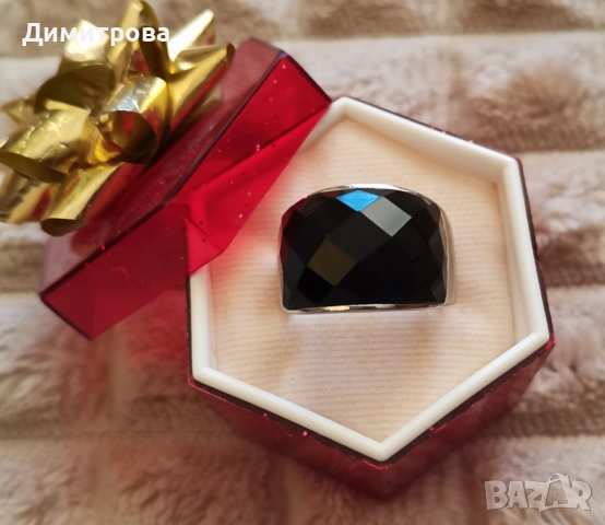 Масивен сребърен пръстен с оникс, снимка 2 - Пръстени - 54333920