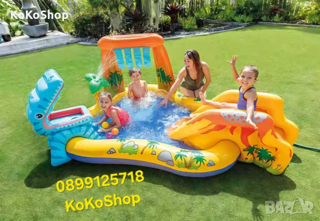 Детски басейн с пързалка и  пръскалка, басейн Intex