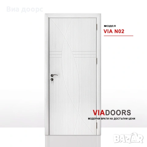 MDF интериорна врата N02 Избелен Дъб | 70/80/90 см | Цена с Каса и пълен обков