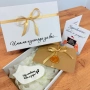 Бебешка кутия за съобщаване на бременност с чорапче и картичка, снимка 5