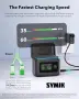 SYMIK Двойно зарядно 27W PD за Insta360 X5 с LCD дисплей и калъф за батерии, снимка 5