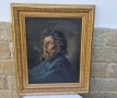 Стара маслена картина мъж с лула, снимка 13