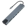 USB-C хъб 8 в 1, HDMI 4K 30Hz, RJ45 100Mbps, PD 87W, USB 3.0 за MacBook, Dell, Lenovo 10305, снимка 5